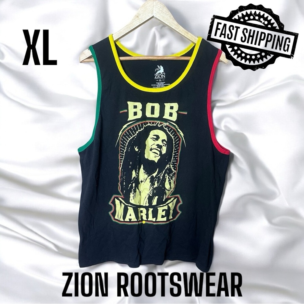 Zion Rootswear Bob Marley Vest Mens XL Black Graphic 100% Cotton Tank FREE SHIP!